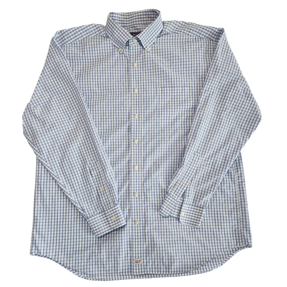Vineyard Vines Men’s XL Murray Shirt – Classic Fit Blue Gingham Button-Down